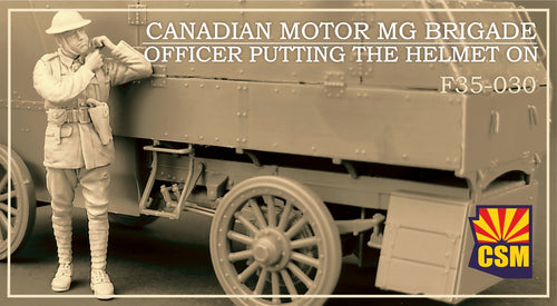 1/35 Canadian Motor MG Brigade Officer Putting the Helmet On, resin - Hobby Sense