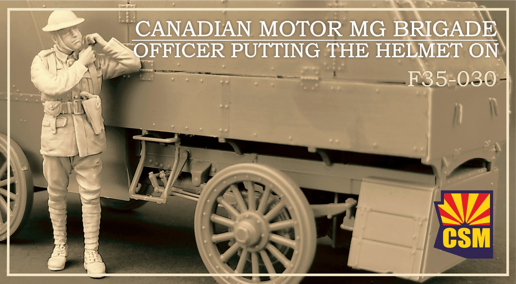 1/35 Canadian Motor MG Brigade Officer Putting the Helmet On, resin - Hobby Sense