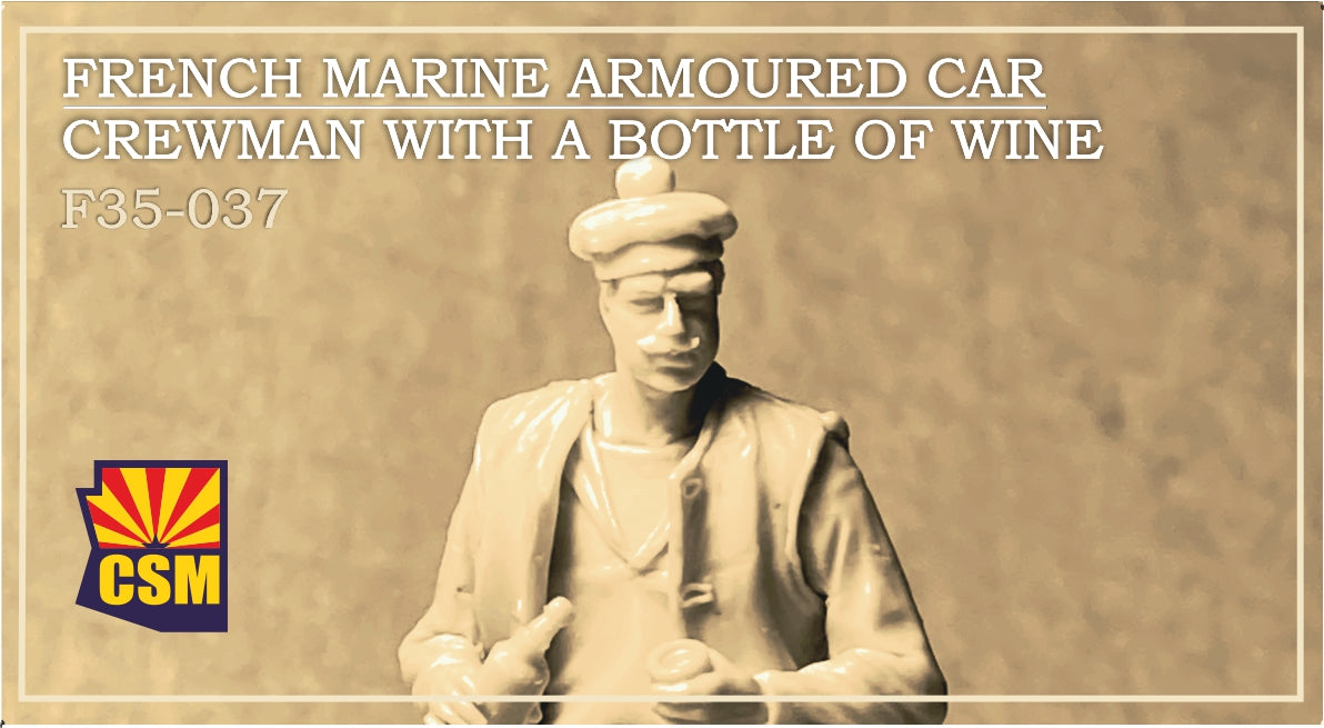 1/35 French Marine Armoured Car Crewman with a Bottle of Wine, resin - Hobby Sense