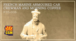 1/35 French Marine Armoured Car Crewman and a Morning Coffee, resin - Hobby Sense