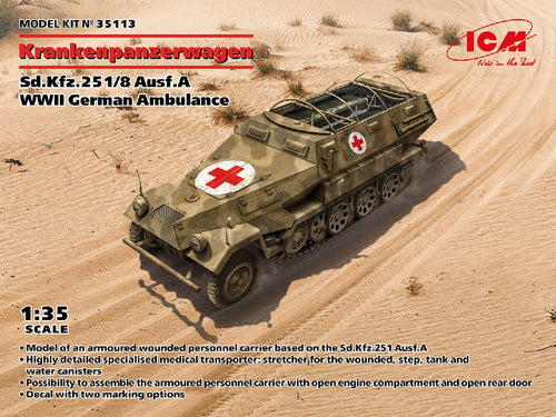 1/35 Sd.Kfz.251/8 Ausf.A 'Krankenpanzerwagen', WWII German Ambulance - Hobby Sense