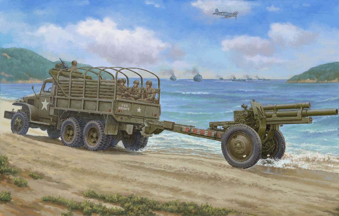 1/35 USA CCKW-352 w M2A1 Machine Gun Turret Version w/ M2A1 105mm Howitzer - Hobby Sense