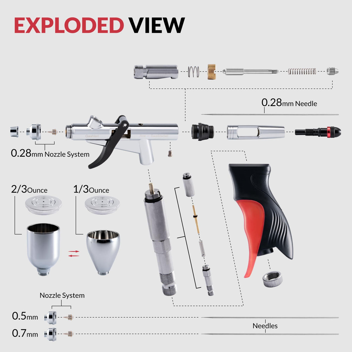 Swallowtail & StudioG 0.28mm&0.5mm&0.7mm Triger Airbrush - Hobby Sense