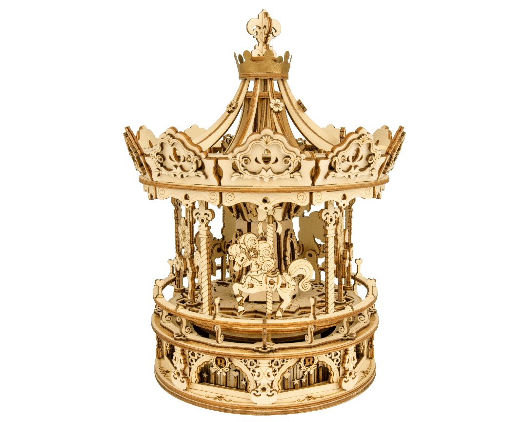 ROKR Romantic Carousel Mechanical Music Box 3D Wooden Puzzle - Hobby Sense