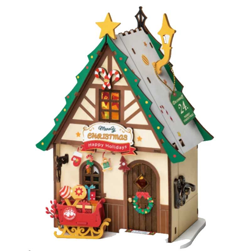 Rolife Twinkling Christmas House Miniature Doll House - Hobby Sense