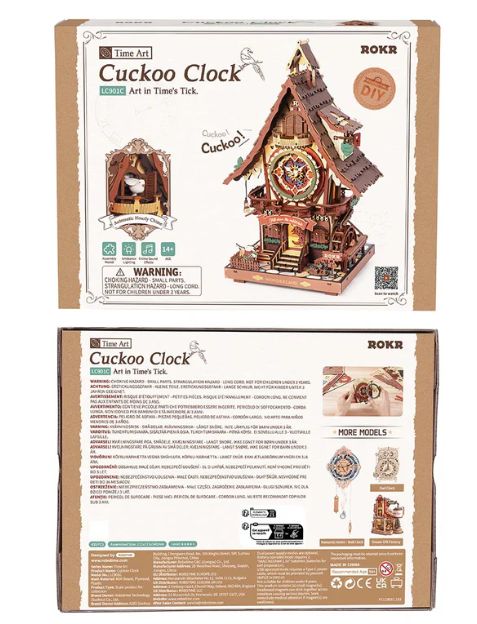 ROKR Cuckoo Clock Mechanical Gear 3D Wooden Puzzle - Coloured - Hobby Sense