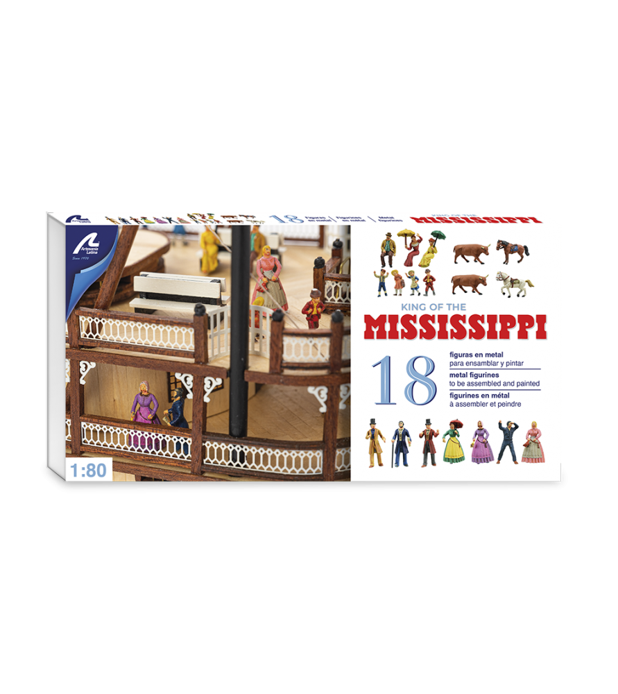 1/80 Set of 18 Metal Figurines: Paddle Steamer King of the Mississippi - Hobby Sense