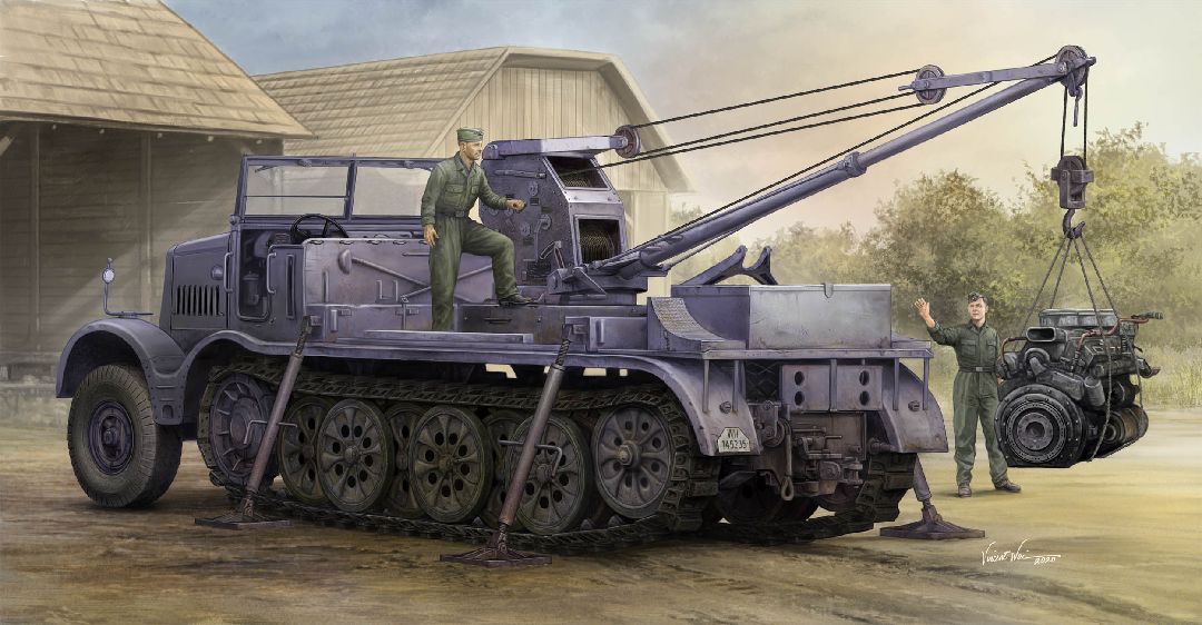 1/35 Schwerer Zugkraftwagen 18to Sd. Kfz. 9/1 with 6 t Bilstein Crane - Hobby Sense
