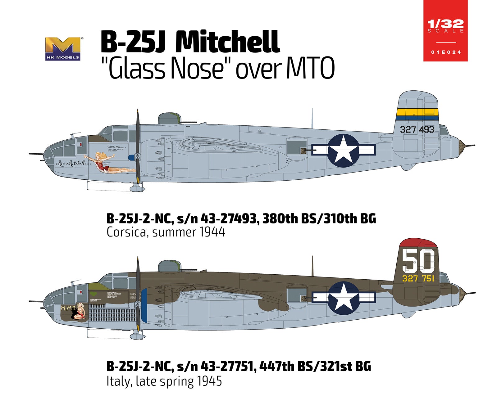 1/32 B25J Mitchell Glass Nose Over MTO - Hobby Sense