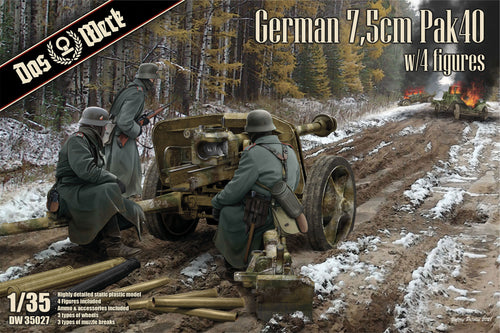 1/35 German 7,5cm Pak40 w/4 Figures - Hobby Sense
