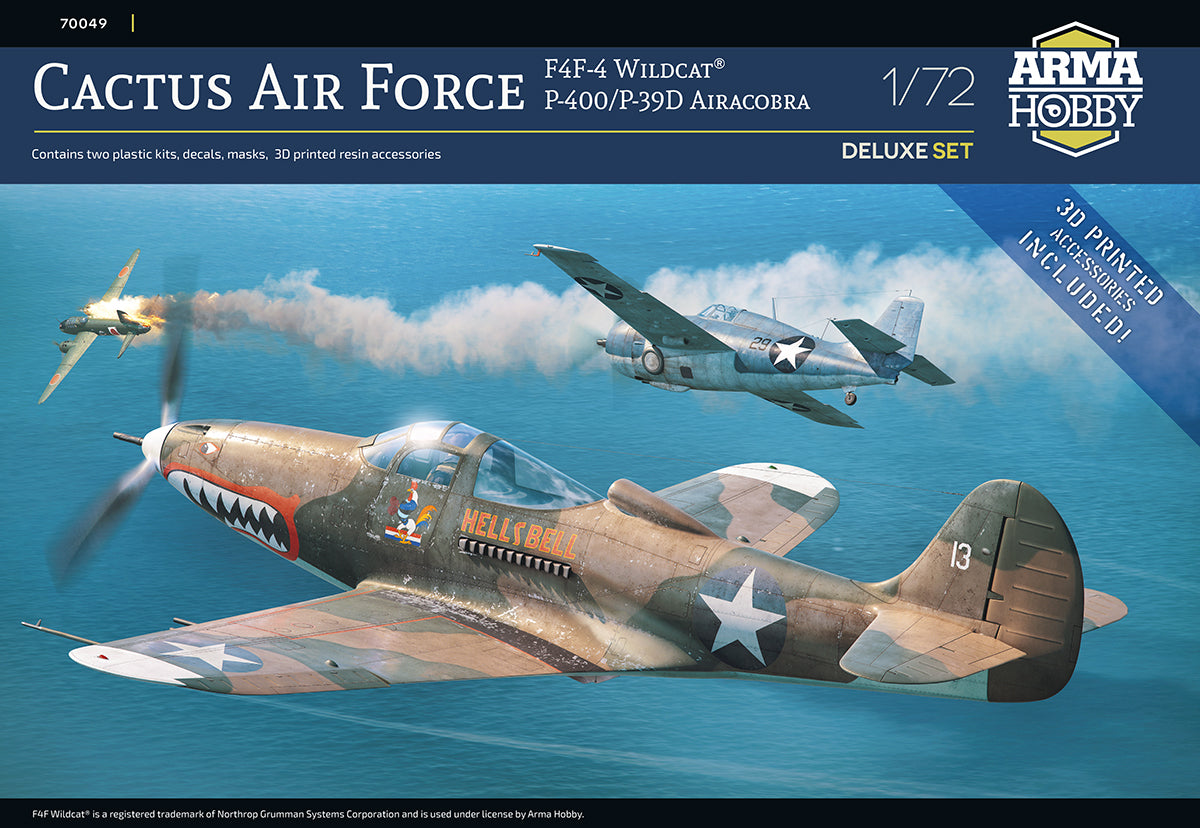 1/72 Cactus Air Force Deluxe Set F4F4 Wildcat and P400/P39D Airacobra - Hobby Sense