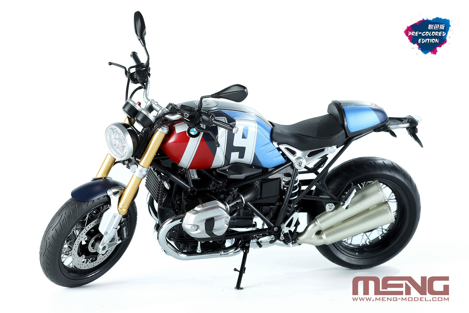 1/9 BMW R nineT Option 719 Mars Red/Cosmic Blue (Pre-colored Edition) - Hobby Sense