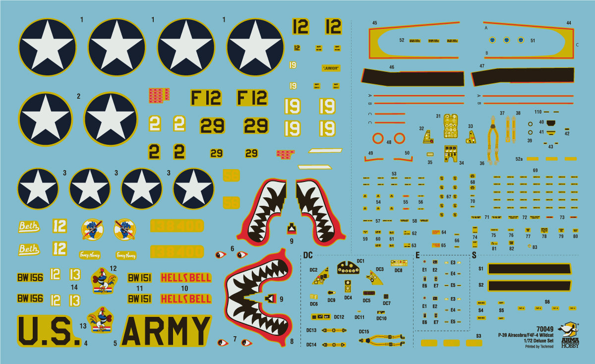 1/72 Cactus Air Force Deluxe Set F4F4 Wildcat and P400/P39D Airacobra - Hobby Sense