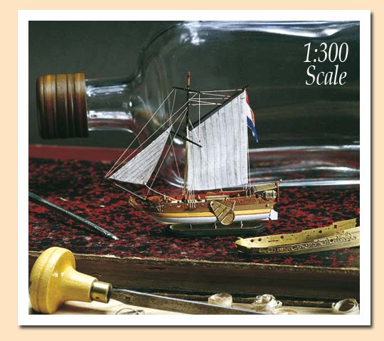 Golden Yacht (Ship in a Bottle) - Hobby Sense