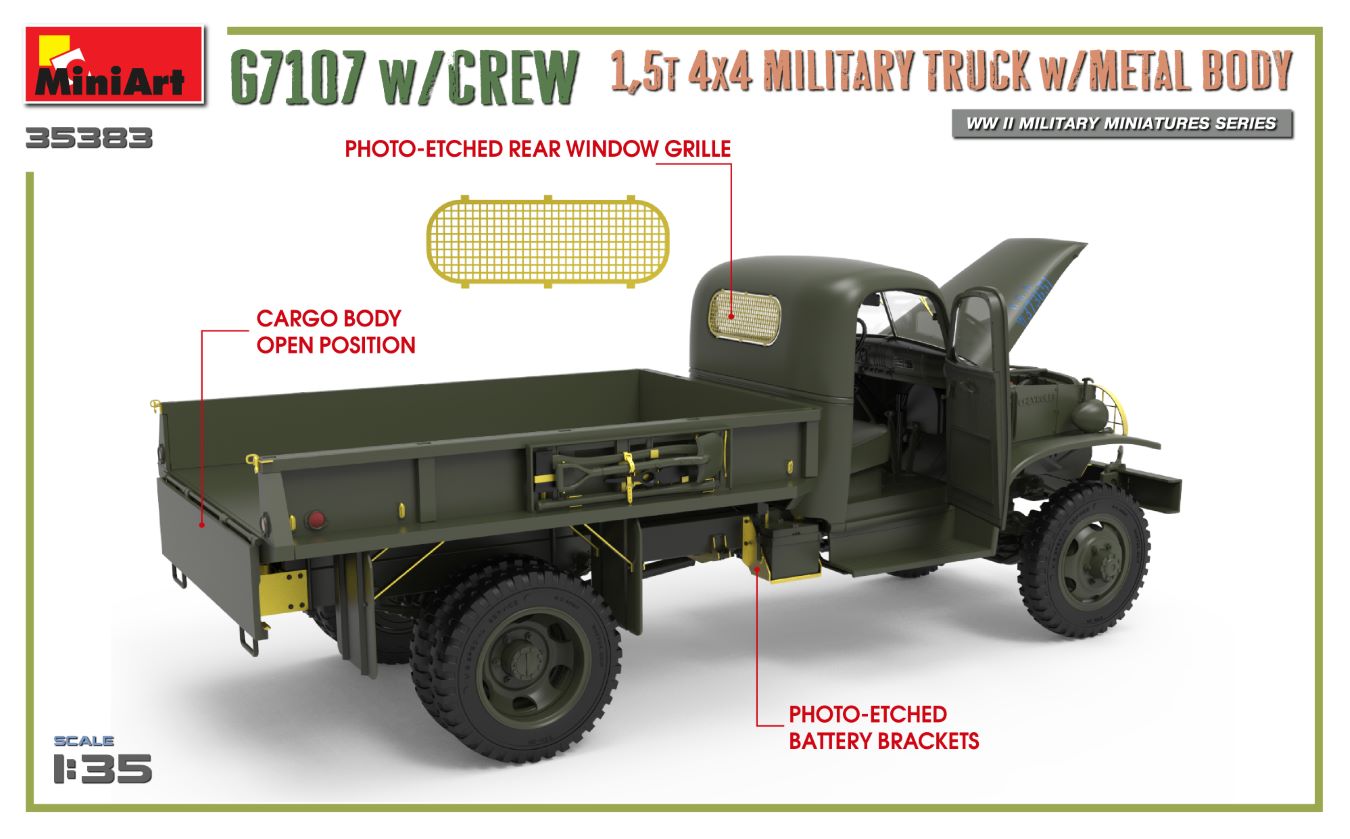 1/35 G7107 W/Crew 1,5T 4X4 Cargo Truck W/Metal Body - Hobby Sense