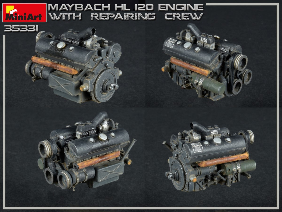 1/35 Maybach HL 120 Engine for Panzer III/IV Family w/Repair Crew - Hobby Sense