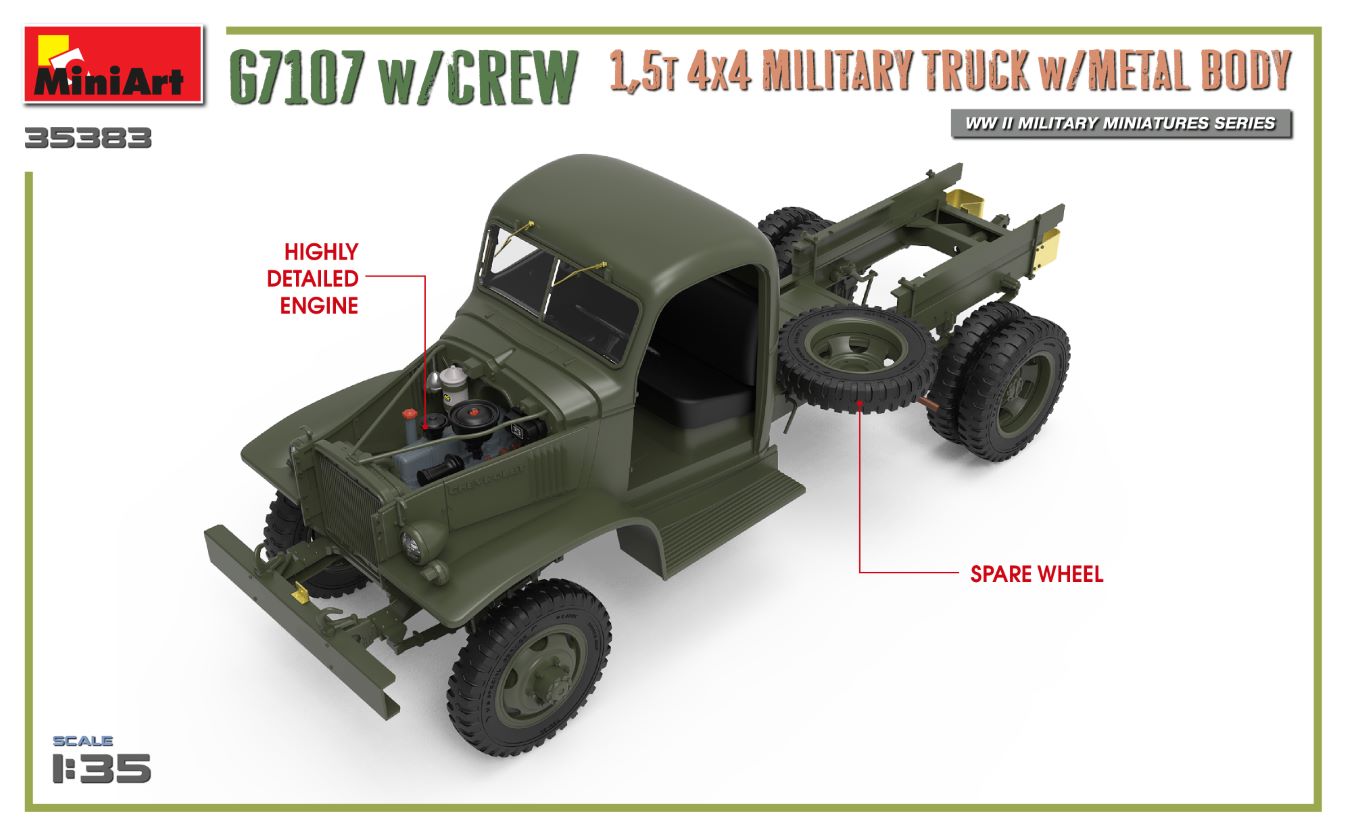 1/35 G7107 W/Crew 1,5T 4X4 Cargo Truck W/Metal Body - Hobby Sense