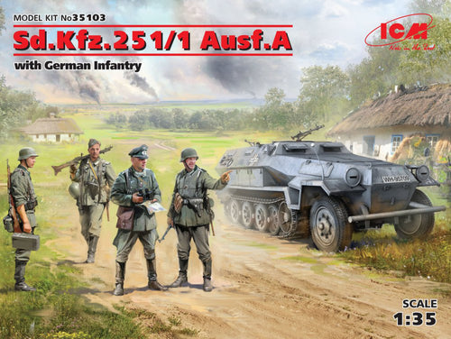 1/35 Sd.Kfz.251/1 Ausf.A with German Infantry - Hobby Sense