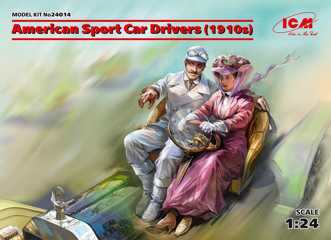 1/24 American Sport Car Drivers (1910s) (1 male, 1 female figures) - Hobby Sense