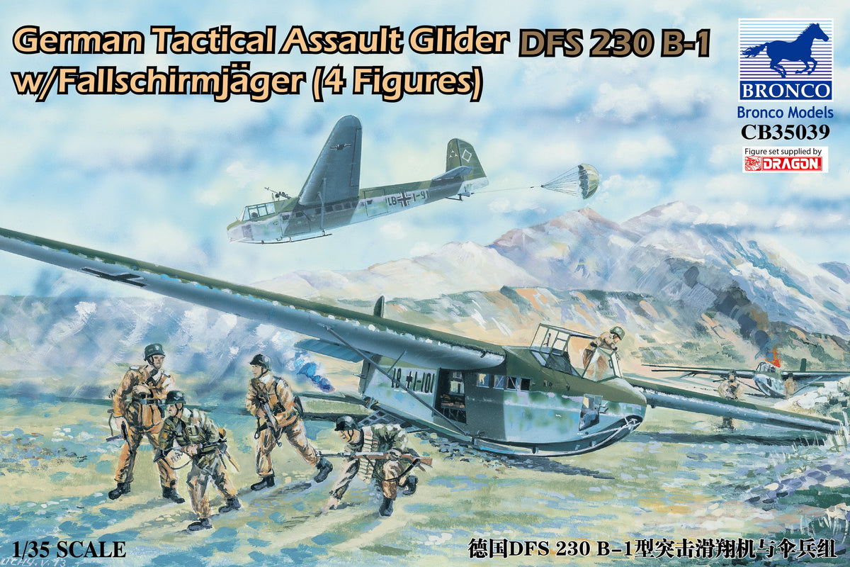 1/35 German Tactical Assault Glider DFS 230 B-1 w/Fallschirmjager (4 figures) - Hobby Sense