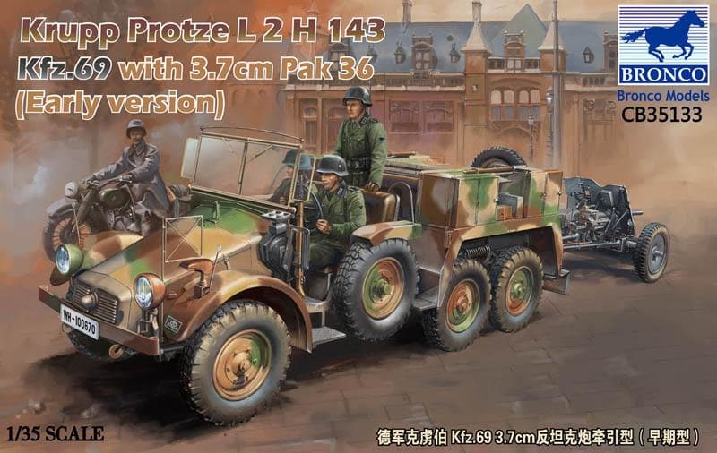 1/35 Krupp Protze L2H143 Kfz.69 (Early Version) w/3.7cm Pak36 - Hobby Sense