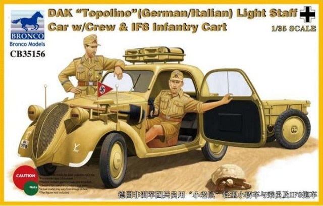 1/35 DAK Topolino (German/Italian) Light Staff Car w/Crew & IF8 Infantry Cart - Hobby Sense