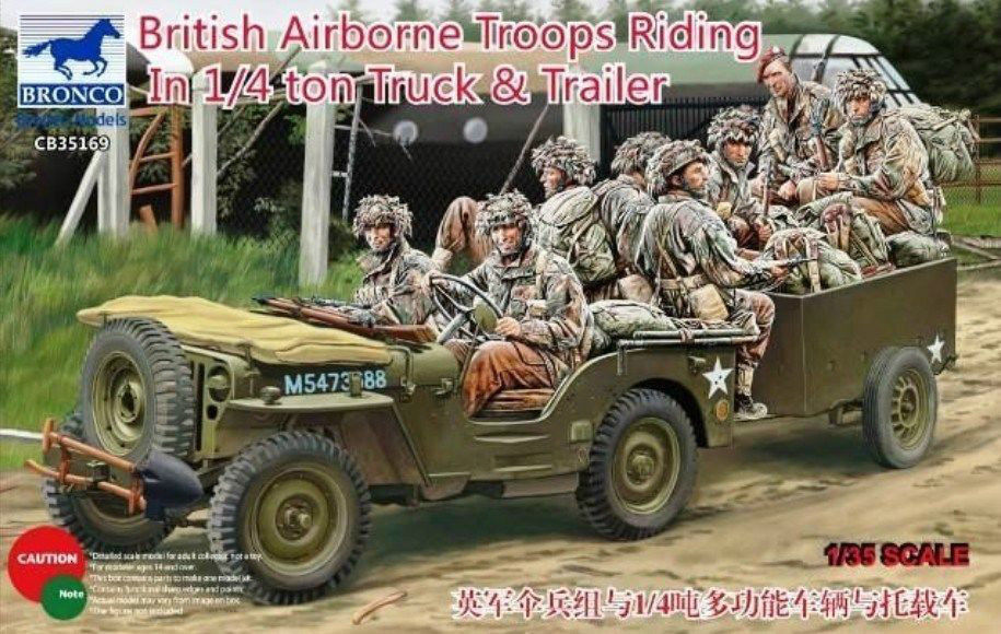 1/35 British Airborne Troops Riding in 1/4 ton Truck and Trailer - Hobby Sense