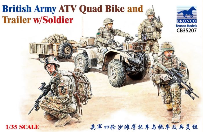 1/35 British Army ATV Quad Bike and Trailer with Soldier - Hobby Sense