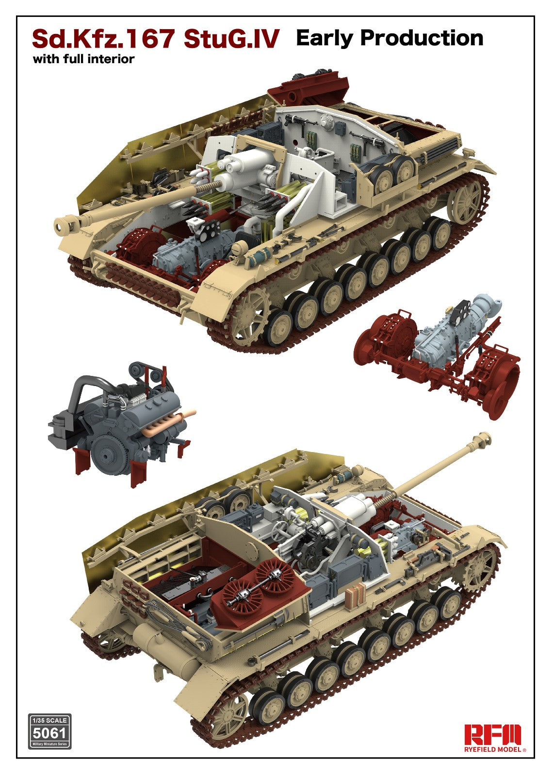 1/35 Sd.Kfz.167 StuG.IV Early Production w/Full Interior & Workable Track Links - Hobby Sense
