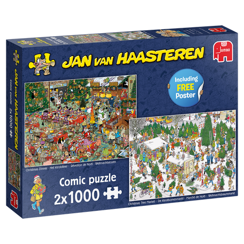Jan van Haasteren Christmas Gifts (2x1000 puzzles) - Hobby Sense