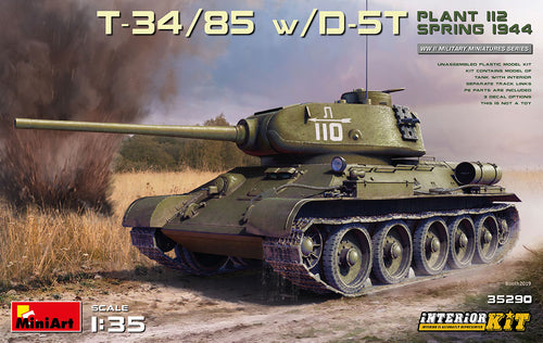 1/35 T34/85 w/D-5T. Plant 112 Spring 1944, Interior Kit - Hobby Sense