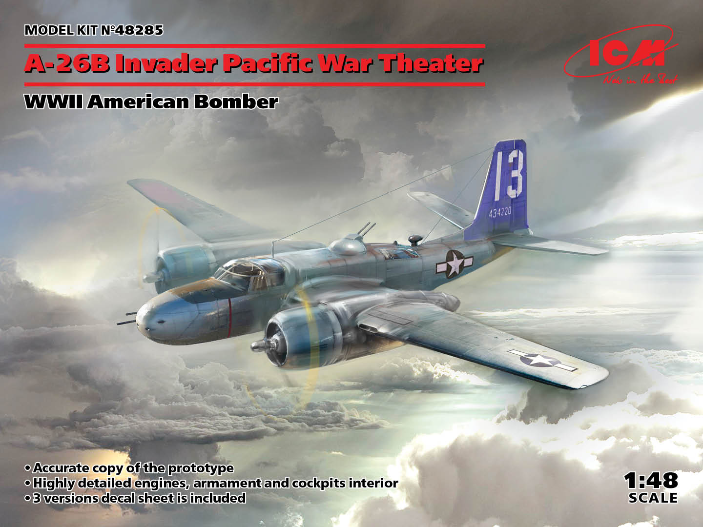 1/48 A-26B Invader Pacific War Theater, WWII American Bomber - Hobby Sense