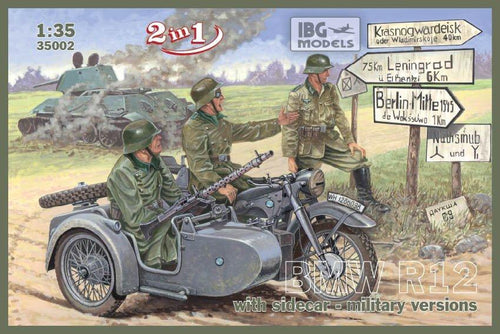 1/35 BMW R12 with Sidecar, Military Version ( 2 in 1) - Hobby Sense