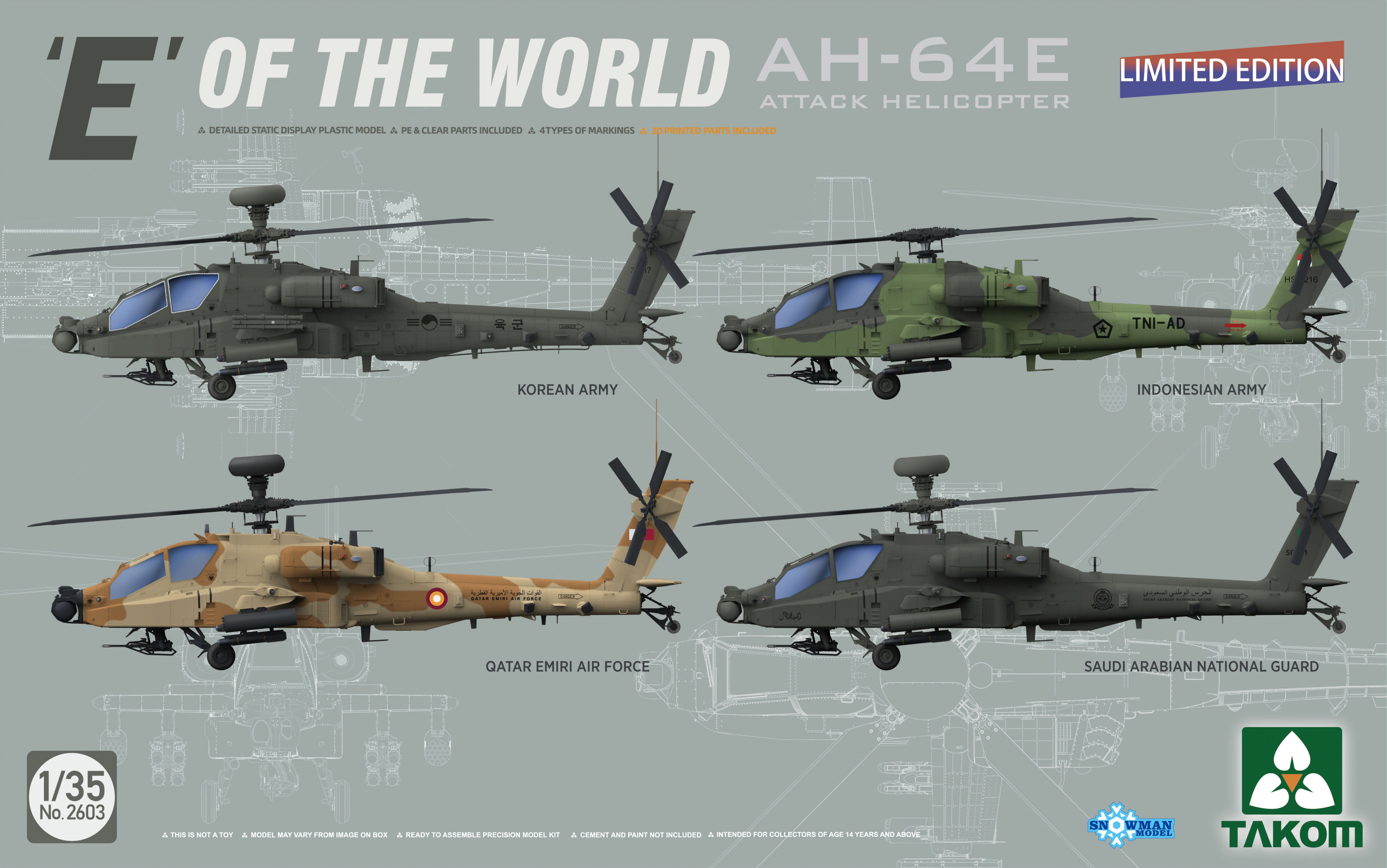 1/35 'E' Of The World AH-64E Attack Helicopter (Limited Edition) - Hobby Sense