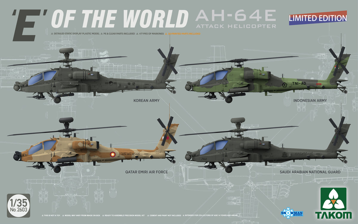 1/35 'E' Of The World AH-64E Attack Helicopter (Limited Edition) - Hobby Sense