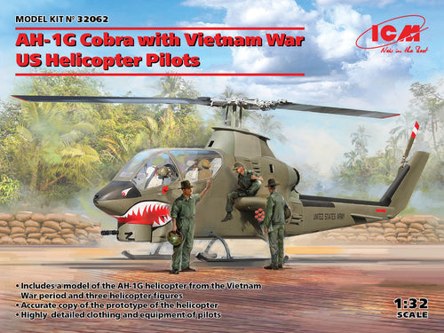 1/32 AH1G Cobra with Vietnam War US Helicopter Pilots - Hobby Sense