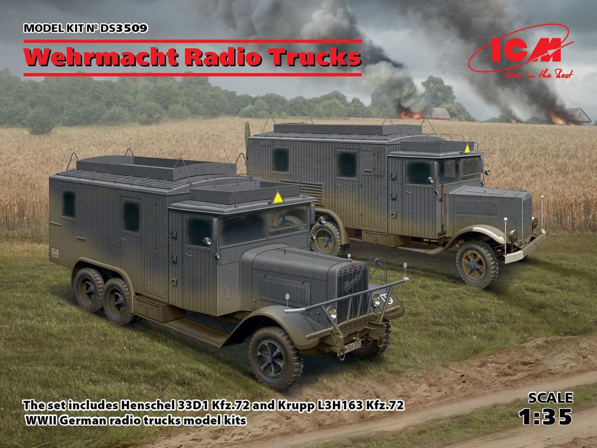 1/35 Wehrmacht Radio Trucks (Henschel 33D1 Kfz.72, Krupp L3H163 Kfz.72) - Hobby Sense