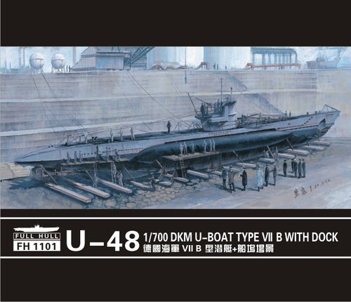 1/700 U-Boat Type VII B DKM U-48 with Dock (Kit + Dockyard Diorama) - Hobby Sense