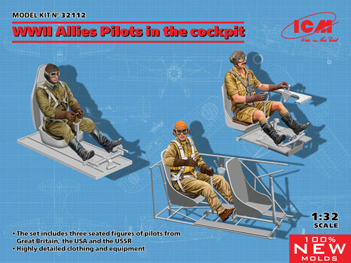 1/32 WWII Allies Pilots in the cockpit (British, American, Soviet) - Hobby Sense