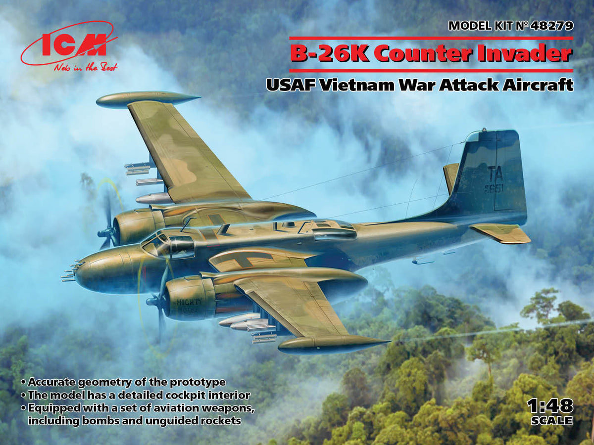 1/48 B26K Counter Invader, USAF Vietnam War Attack Aircraft - Hobby Sense