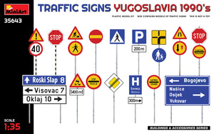 1/35 Traffic Signs Yugoslavia 1990's - Hobby Sense