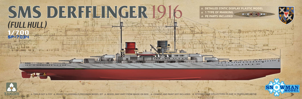 1/700 SMS Derfflinger 1916 (Full Hull) - Hobby Sense