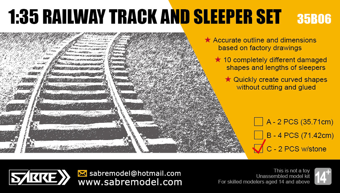 1/35 Railway Track and Sleeper Set (2 PCS w/300g Real stones) - Hobby Sense