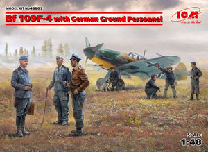 1/48 Bf 109F-4 with German Ground Personnel - Hobby Sense