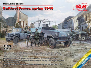 1/35 Battle of France, spring 1940. German combat vehicles (Sd.Kfz.251/1 Ausf.A, Sd.Kfz.251/6 Ausf.A, le.gl.Einheitz-Pkw Kfz.2, German Drivers (1939-1945)) - Hobby Sense