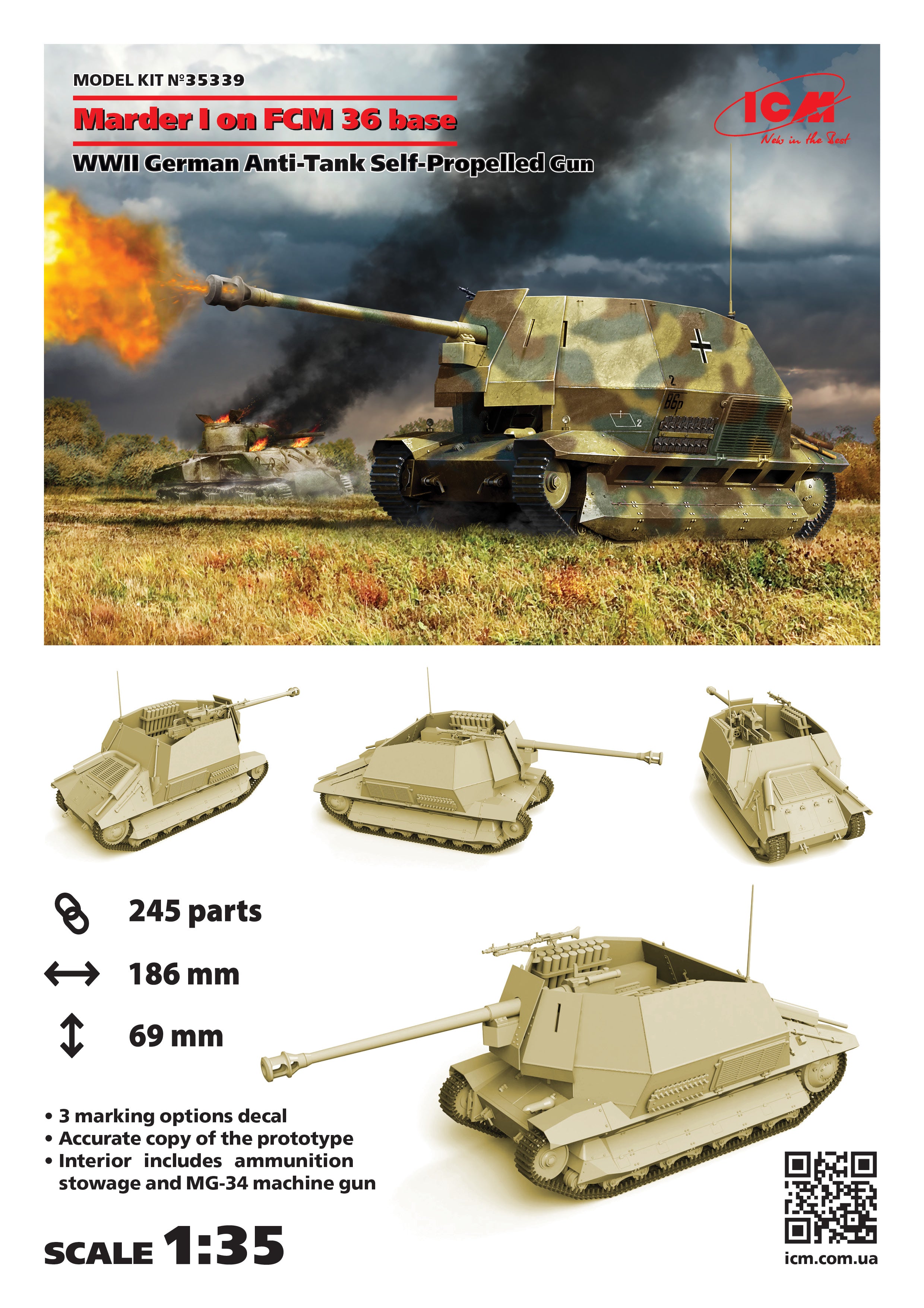 Buy Marder I on FCM 36 base, WWII German Anti-Tank Self-Propelled Gun 1/35  online for42,25€