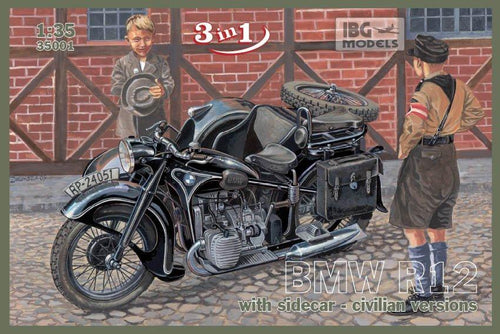 1/35 BMW R12 with Sidecar - Civilian Version ( 3 in 1) - Hobby Sense