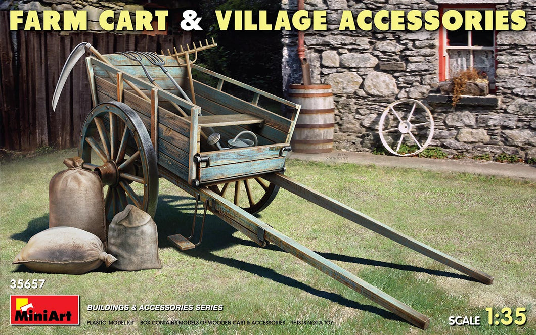 1/35 Farm Cart with Village Accessories - Hobby Sense