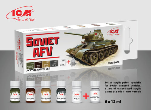 Set of 6 Acrylic Paints Specially for Soviet Armored Vehicles - Hobby Sense