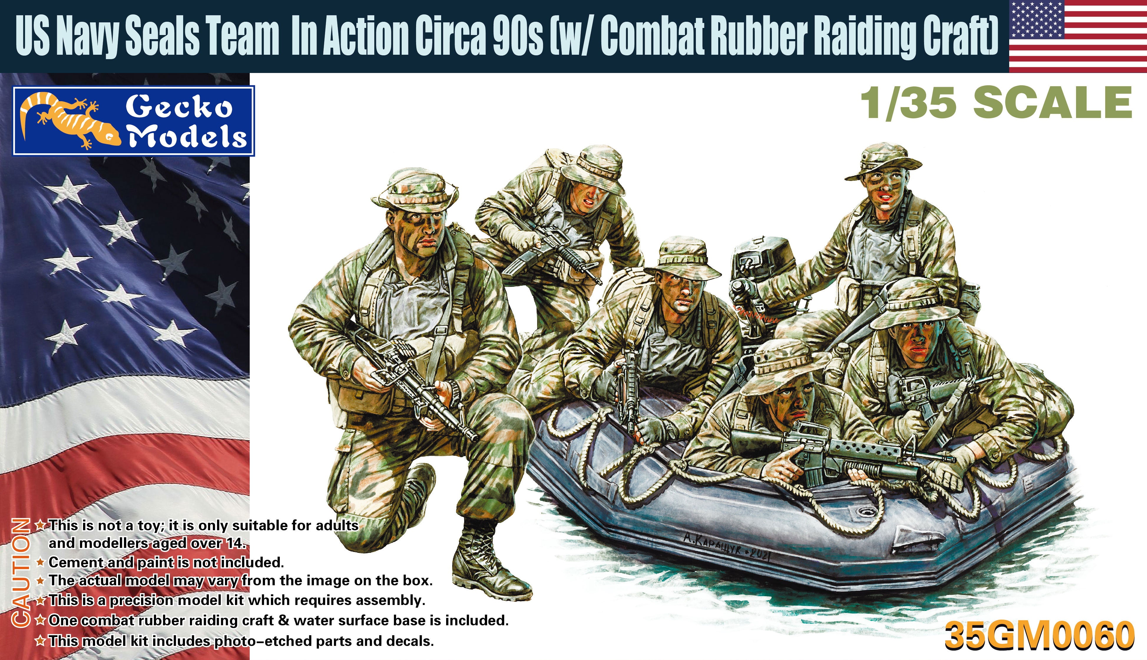 1/35 US Navy Seals Team In Action Circa 90s (w-Combat Rubber Raiding Craft) - Hobby Sense